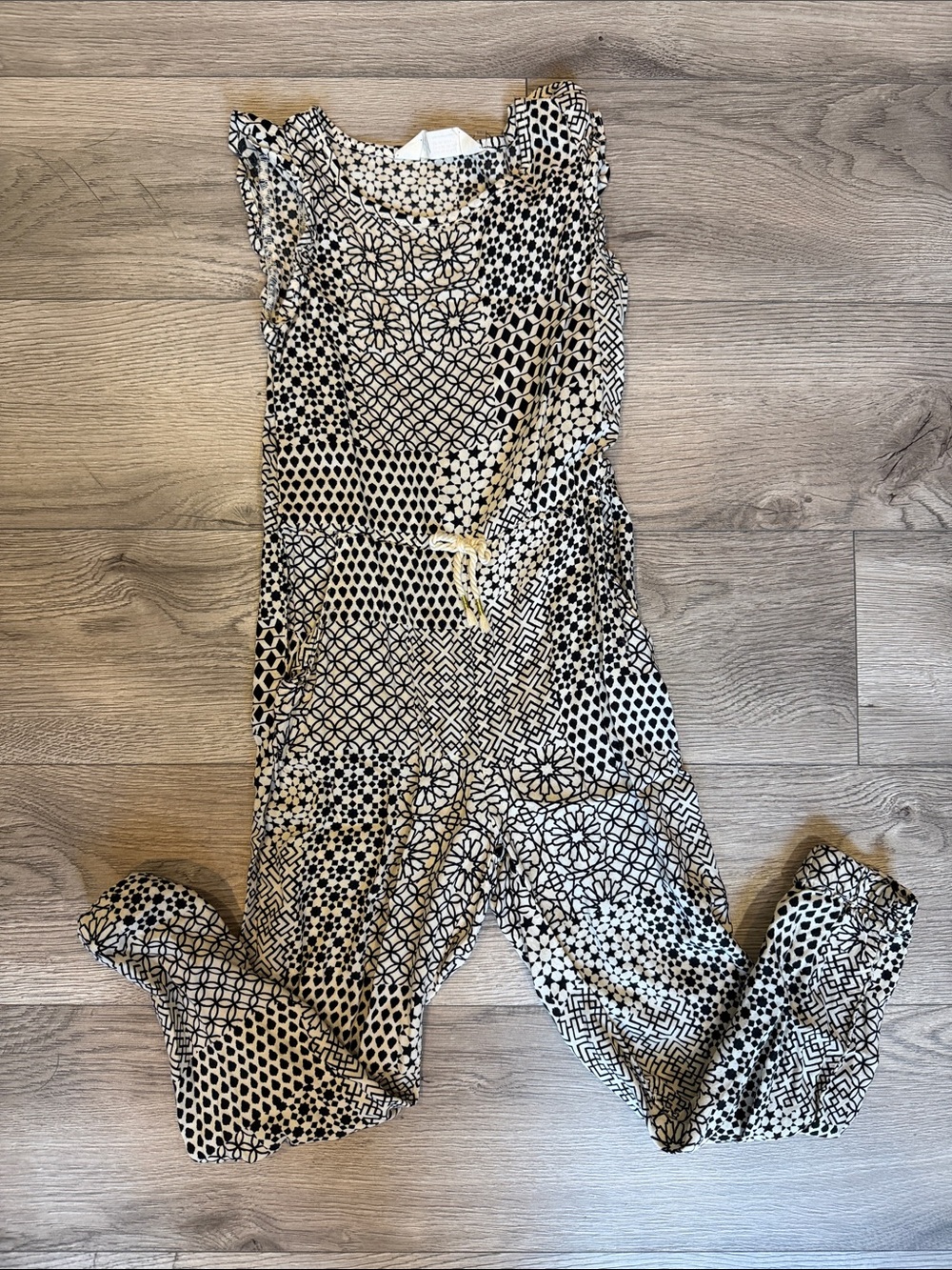 H&M Cream and Black Patterned Girls Jumpsuit Romper